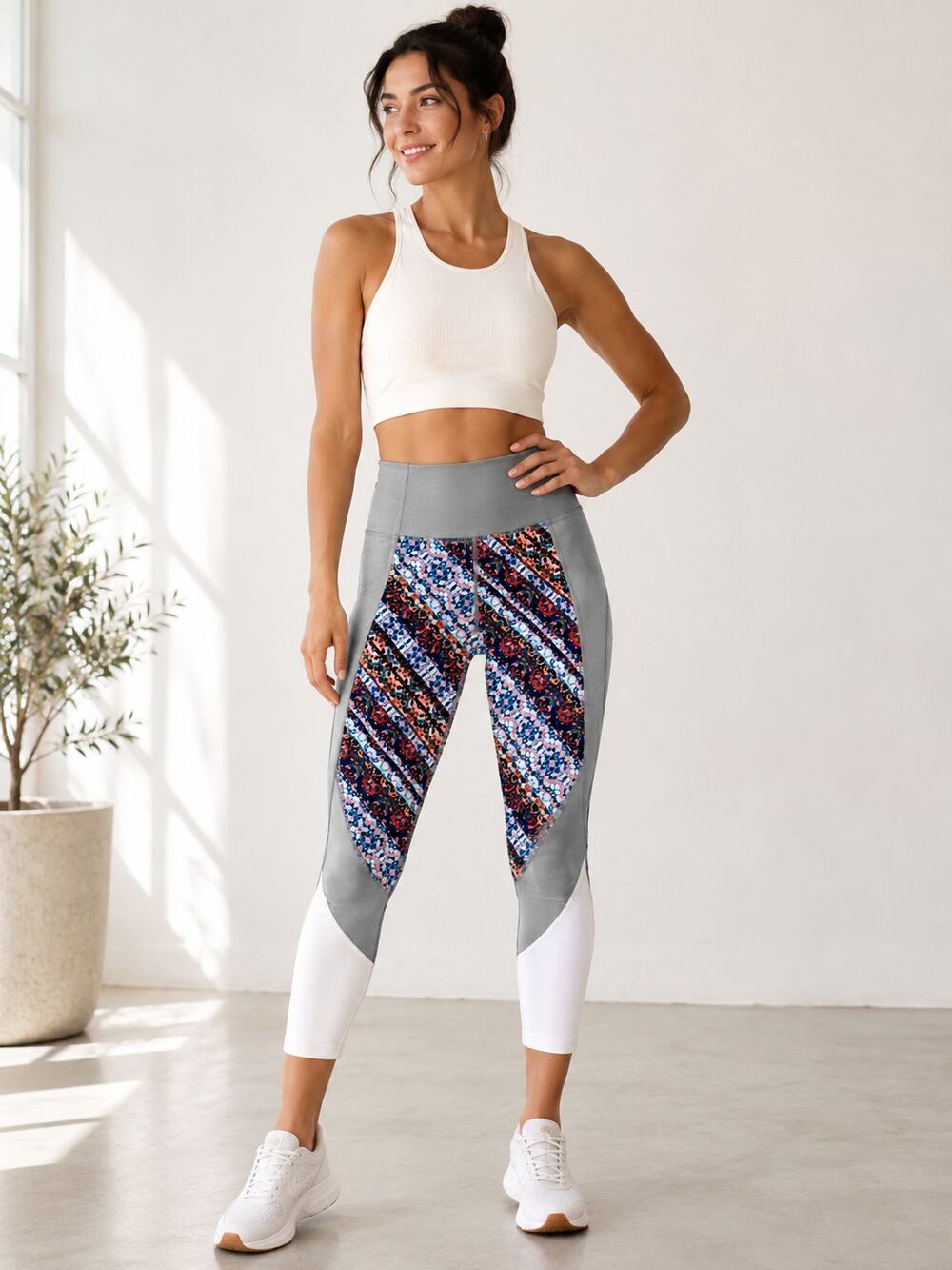 Athleta Nomad Salutation Mesh Capri Multicolor Leggings Size Small